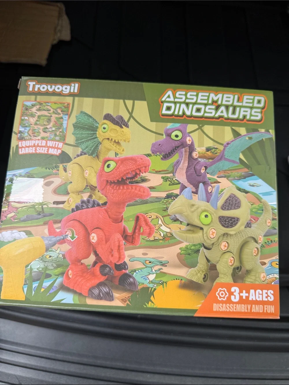 New Dinosaur Toys W-Electric Drill & Play Mat STEM  DIY Learning Educational Toy